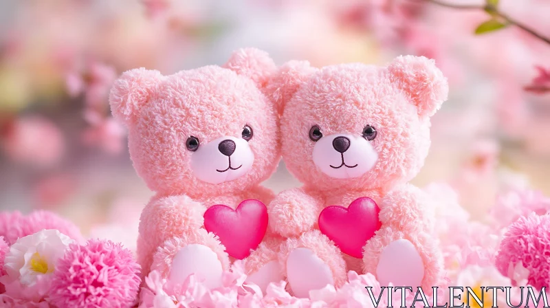 Teddy Bear Love in a Floral Embrace AI Image