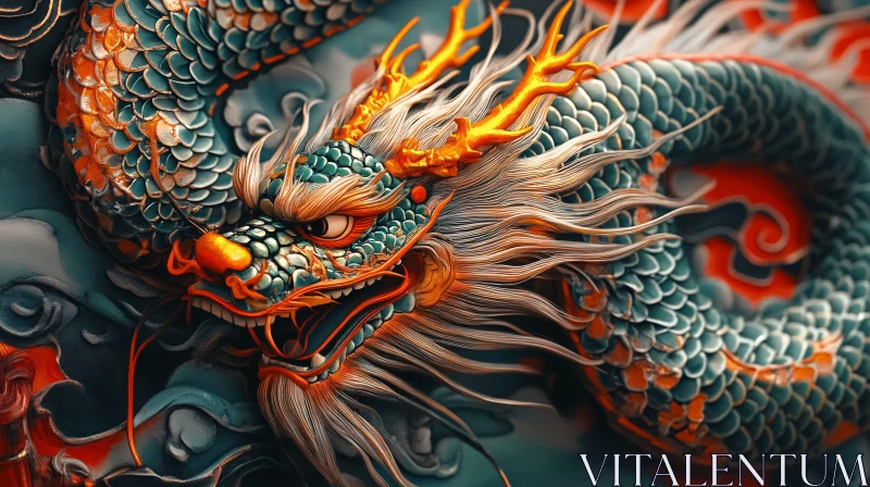 Detailed Dragon Digital Rendering AI Image