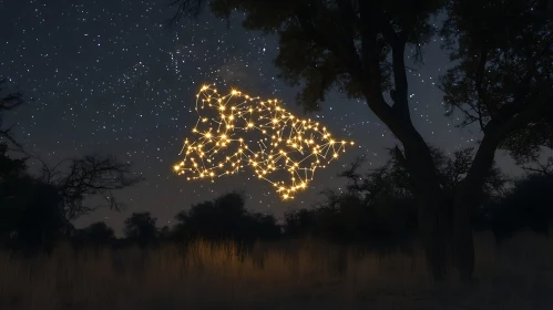 Animal Constellation in Night Sky