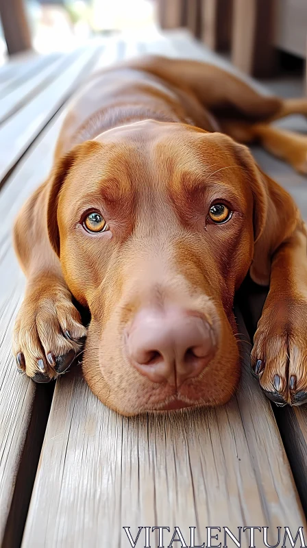 AI ART Close-Up of Resting Brown Dog