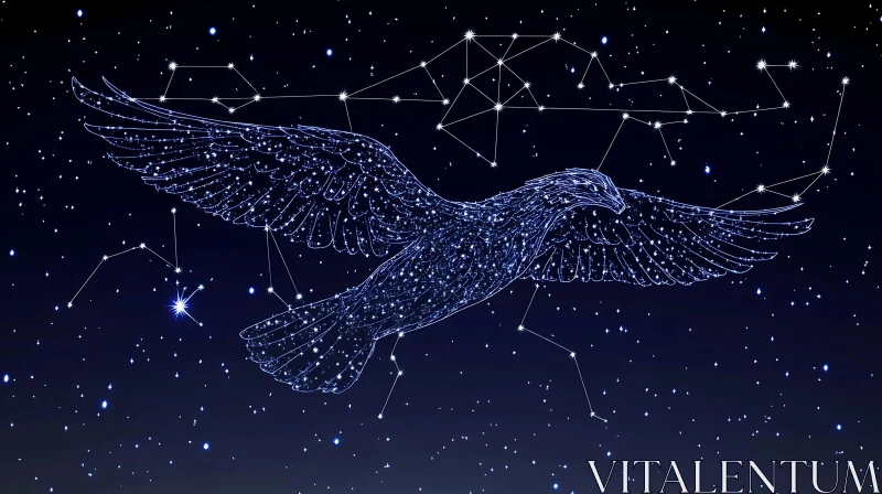 AI ART Celestial Eagle Soaring Through Starry Night