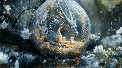 Enchanted Dragon in Water Garden