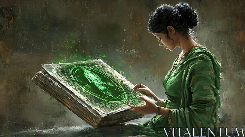 AI ART Enchanting Tome Reader Artwork