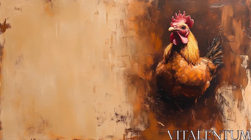 Impressionistic Chicken on Tan Background AI Image