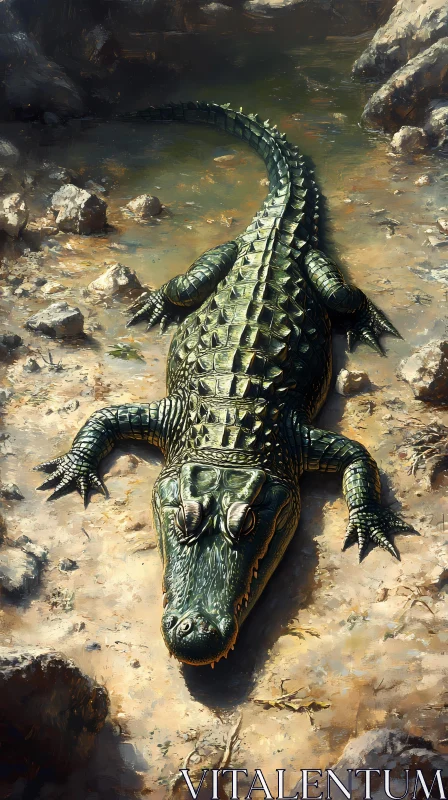 Wild Crocodile in Nature AI Image