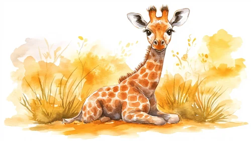 Gentle Giraffe in Watercolor