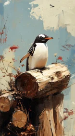 Penguin on Wood