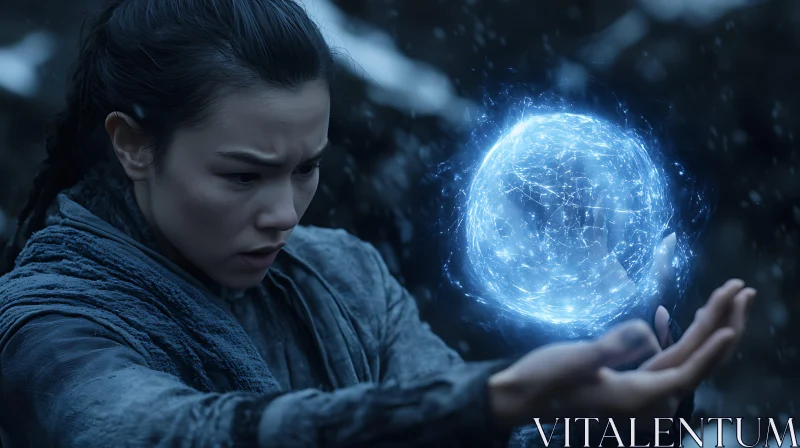 Mystic Woman Holding Energy Ball AI Image