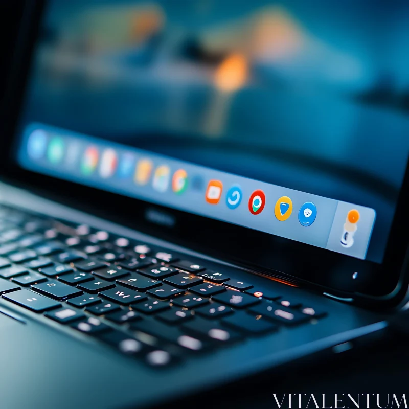 Close-up of Laptop Keyboard and Screen AI Image