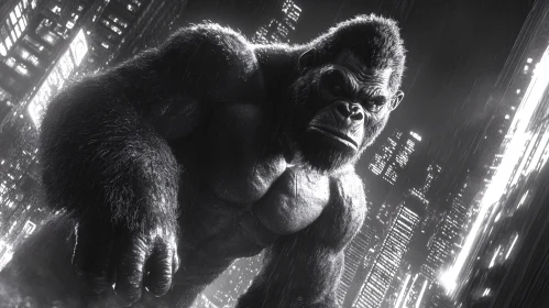 Urban Giant: Gorilla in Cityscape