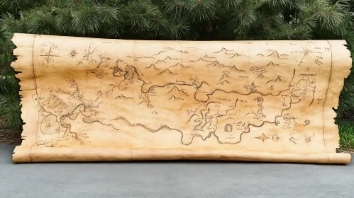 Old World Map on Parchment Scroll