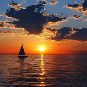 Sunset Sailboat on Calm Waters