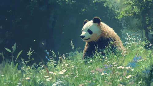 Panda Among Wildflowers