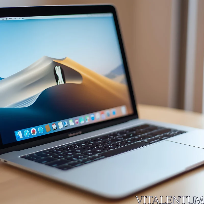 MacBook Displaying Sand Dunes Wallpaper AI Image