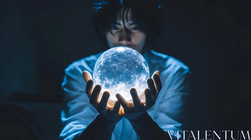 AI ART Glowing Orb in Human Hands