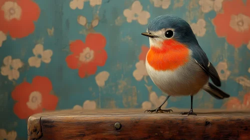 Colorful Bird Against Vintage Background