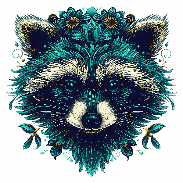 Floral Raccoon T-Shirt Design POD Design