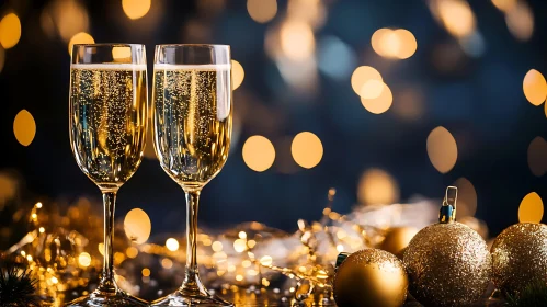 Golden Celebration with Champagne Flutes