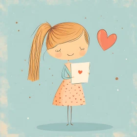 Cute Girl Holding Love Letter