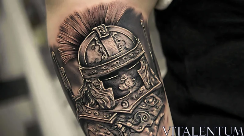 AI ART Monochrome Warrior Tattoo Design