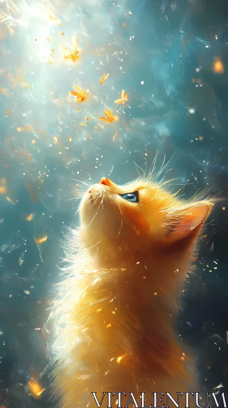 Dreamy Ginger Kitten Scene AI Image