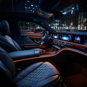 High-End Car Interior Featuring Ambient LED Lighting