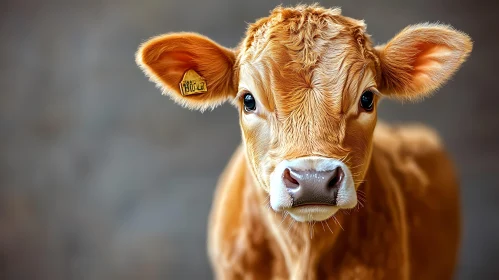 Young Calf with Light Brown Fur