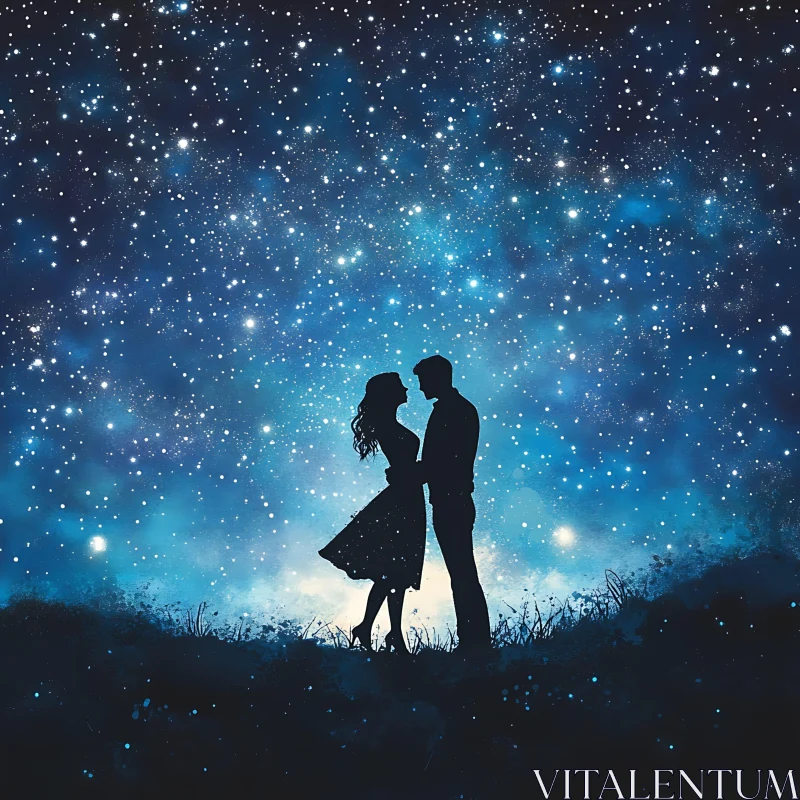 Starry Night Embrace: A Couple's Dream AI Image