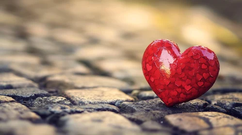 Red Heart on Stone Pavement