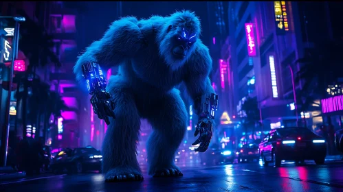 Futuristic Yeti in Urban Setting