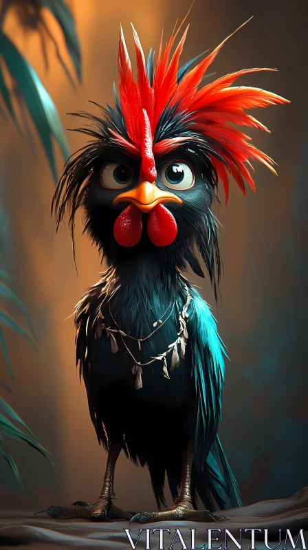 Colorful Rooster Portrait AI Image