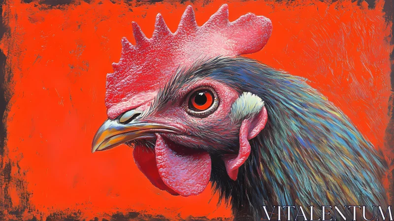 Colorful Rooster Portrait AI Image