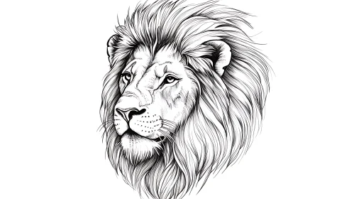 Monochrome Lion Illustration