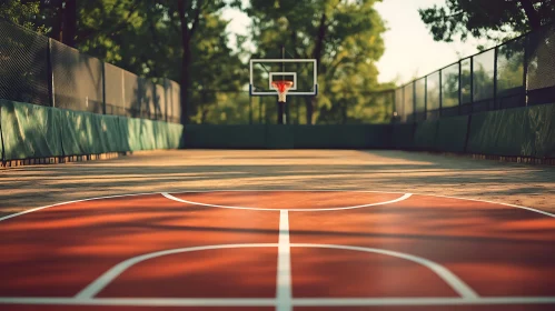 Empty Basketball Court in Sunlight