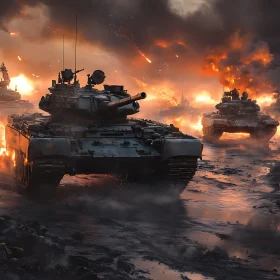 Armored Tanks on the Battlefield