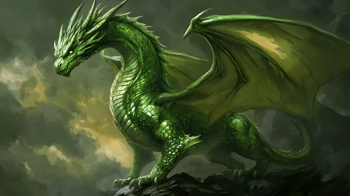 Verdant Winged Serpent: Fantasy Art