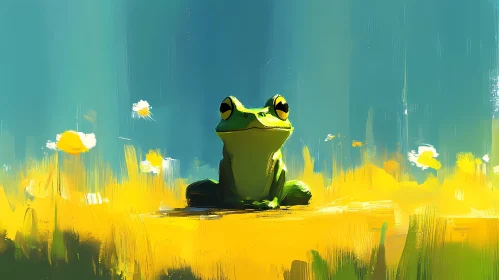 Frog in a Field of Wildflowers