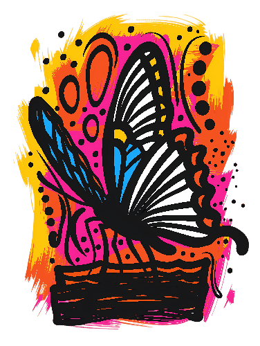 POD Design Colorful Butterfly Drawing on Transparent Background