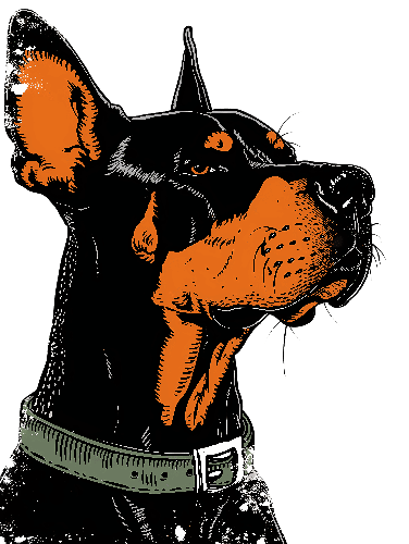 Doberman Pinscher Dog Portrait in Monochrome POD Design