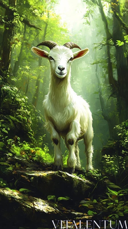 Graceful Goat in Lush Greenery AI Image