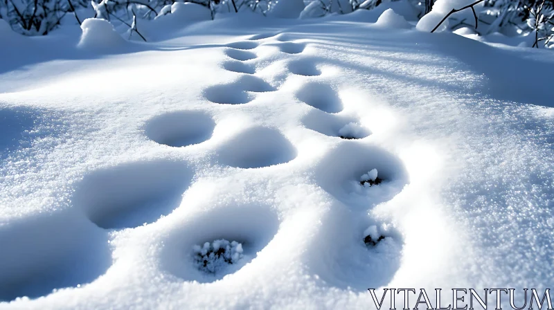 AI ART Snowy Footprints Winter Scene