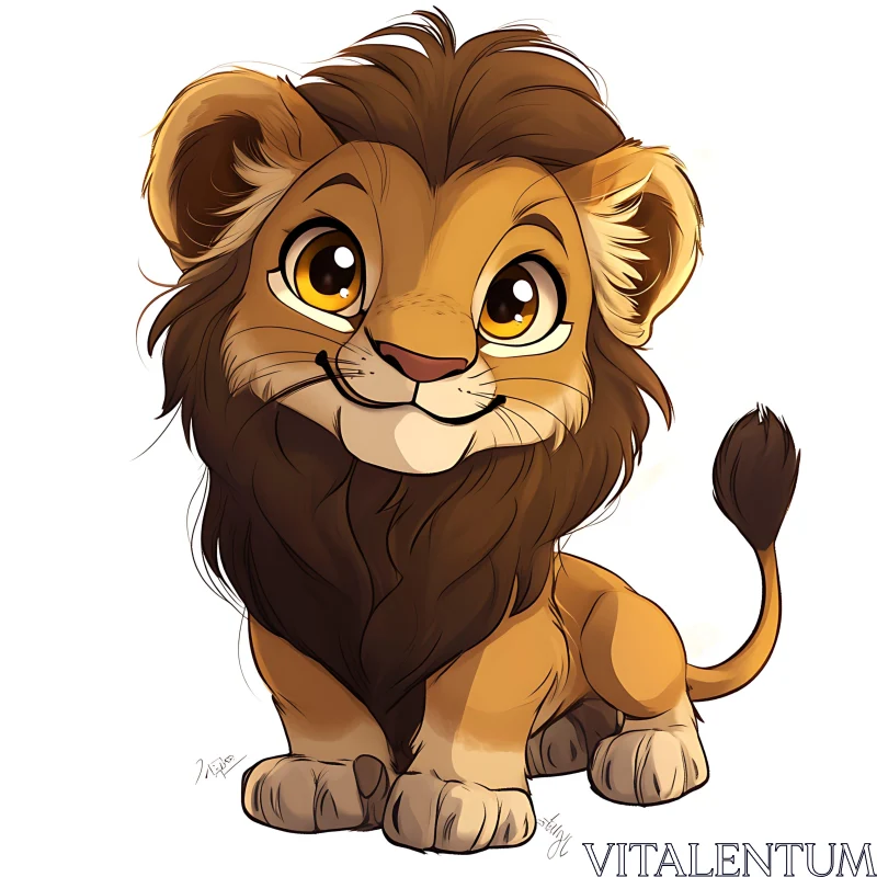 Cartoon Lion Cub Illustration AI Image