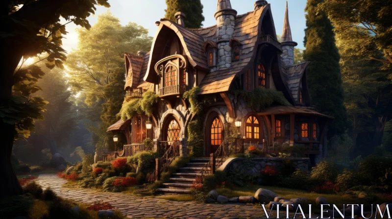 AI ART Enchanting Fairytale House in the Forest - Capturing the Charm of Nature