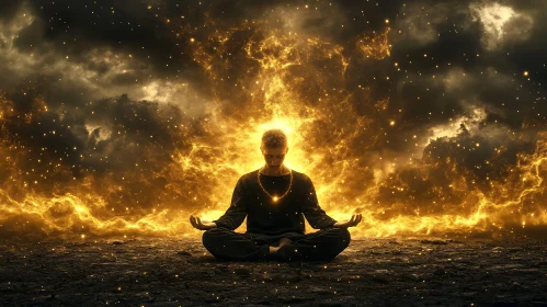 Figure in Lotus Position Radiating Light