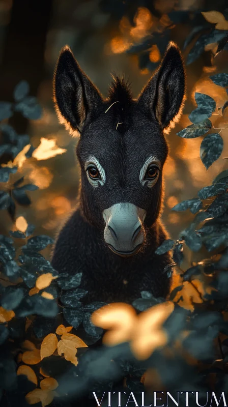 Forest Donkey Portrait AI Image