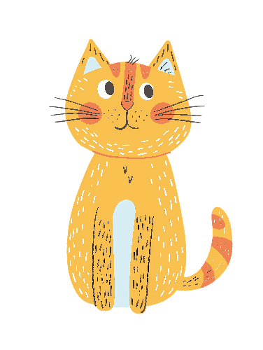 Friendly Cartoon Cat on Transparent Background POD Design