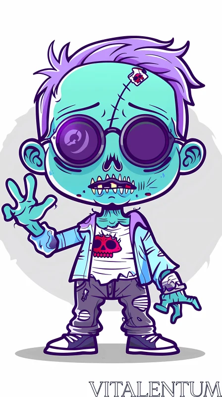 Funny Cartoon Zombie Boy – A Quirky Illustration AI Image