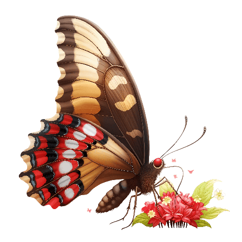 Realistic Digital Painting of Butterfly on Pink Flower POD Design