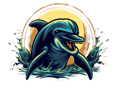 Retro Dolphin Jump Illustration for T-Shirt Design POD Design