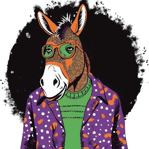 Stylish Donkey in Glasses and Purple Jacket Illustration POD Design